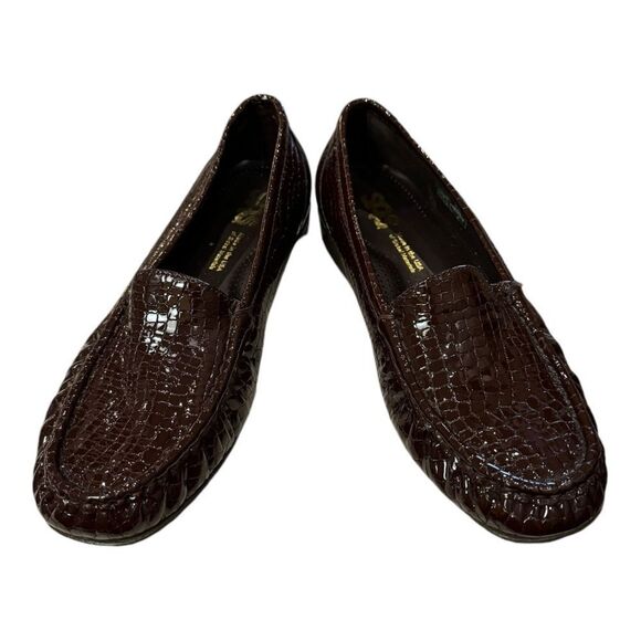 SAS Women's Simplify Brown Croc Slip-on Leather Loafers 8.5 8.5WW - Picture 3 of 7